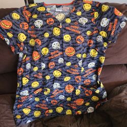 Halloween Nurse Scrub Top Large