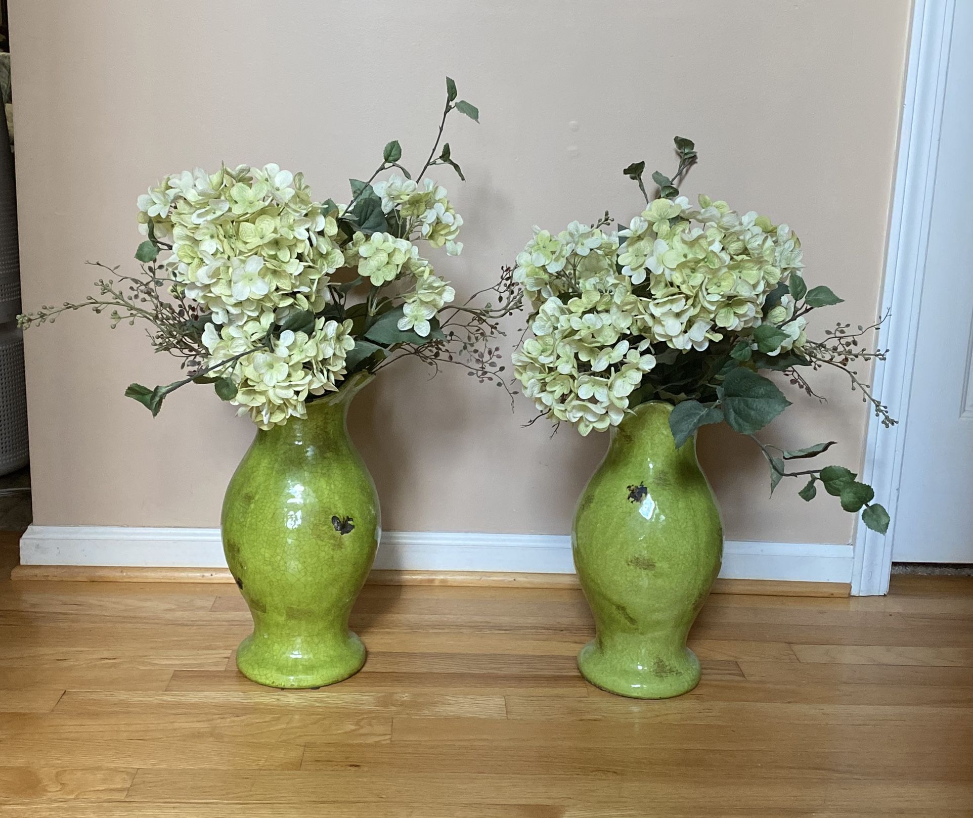 New Pair of Vases with Flowers