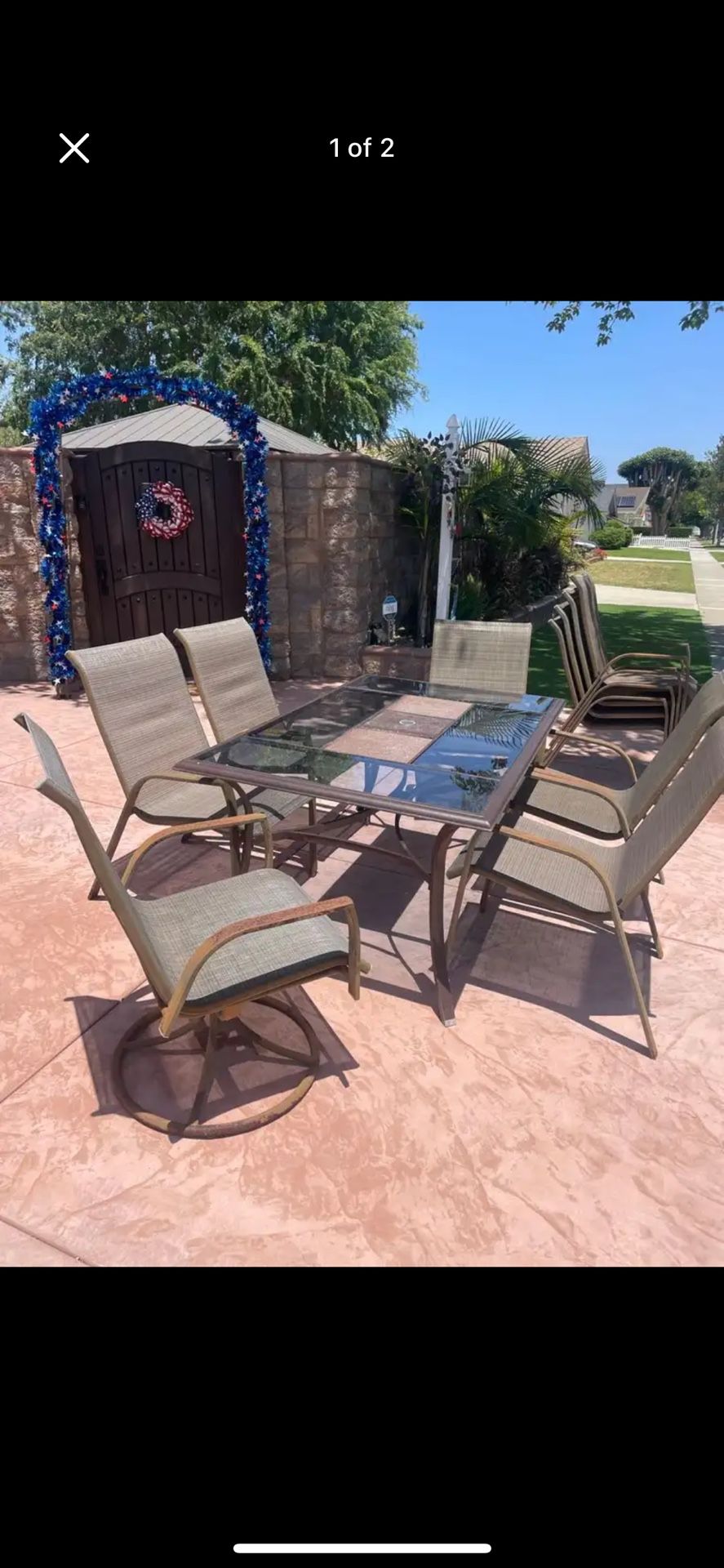 Glass Top Patio Table With 10 Chairs