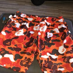 Bape Camo Mesh Shorts Xl Orange And Blue for Sale in New York