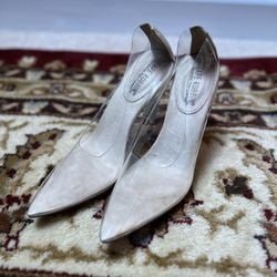 Transparent Pointed Pointy Toe Slip On Stiletto High Heel Pumps