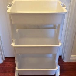 White 3-Tier Rolling Cart