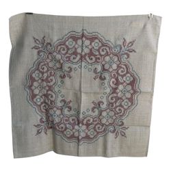 Handmade Cross Stitch Embroidered Linen Panel