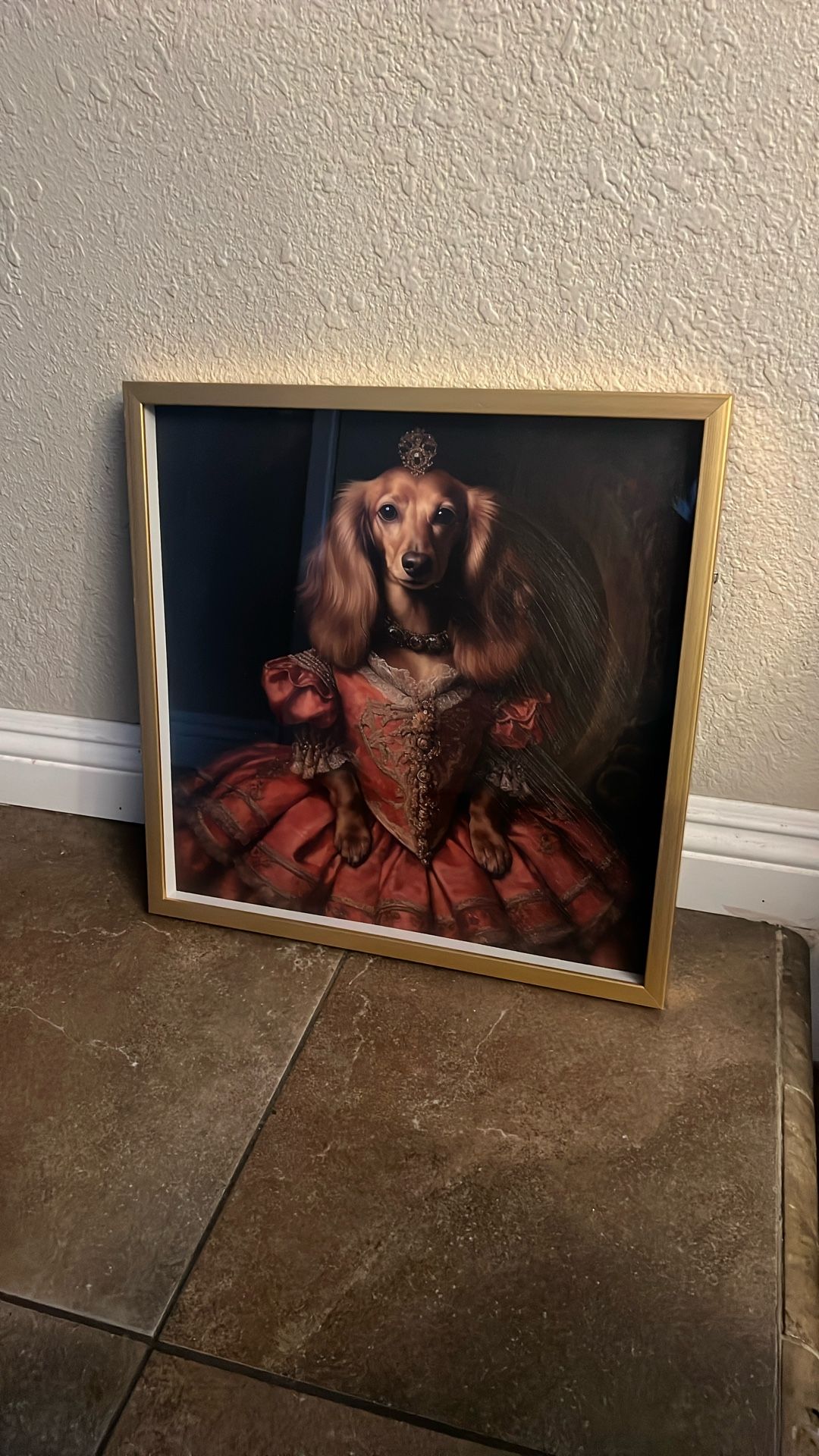 Beautiful Wall Art Dog In Dress Framed