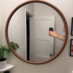Wooden Circular Mirror