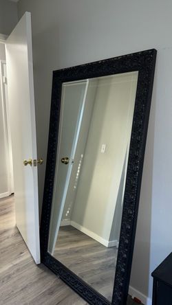 Large Black Ornate Full-Length Mirror