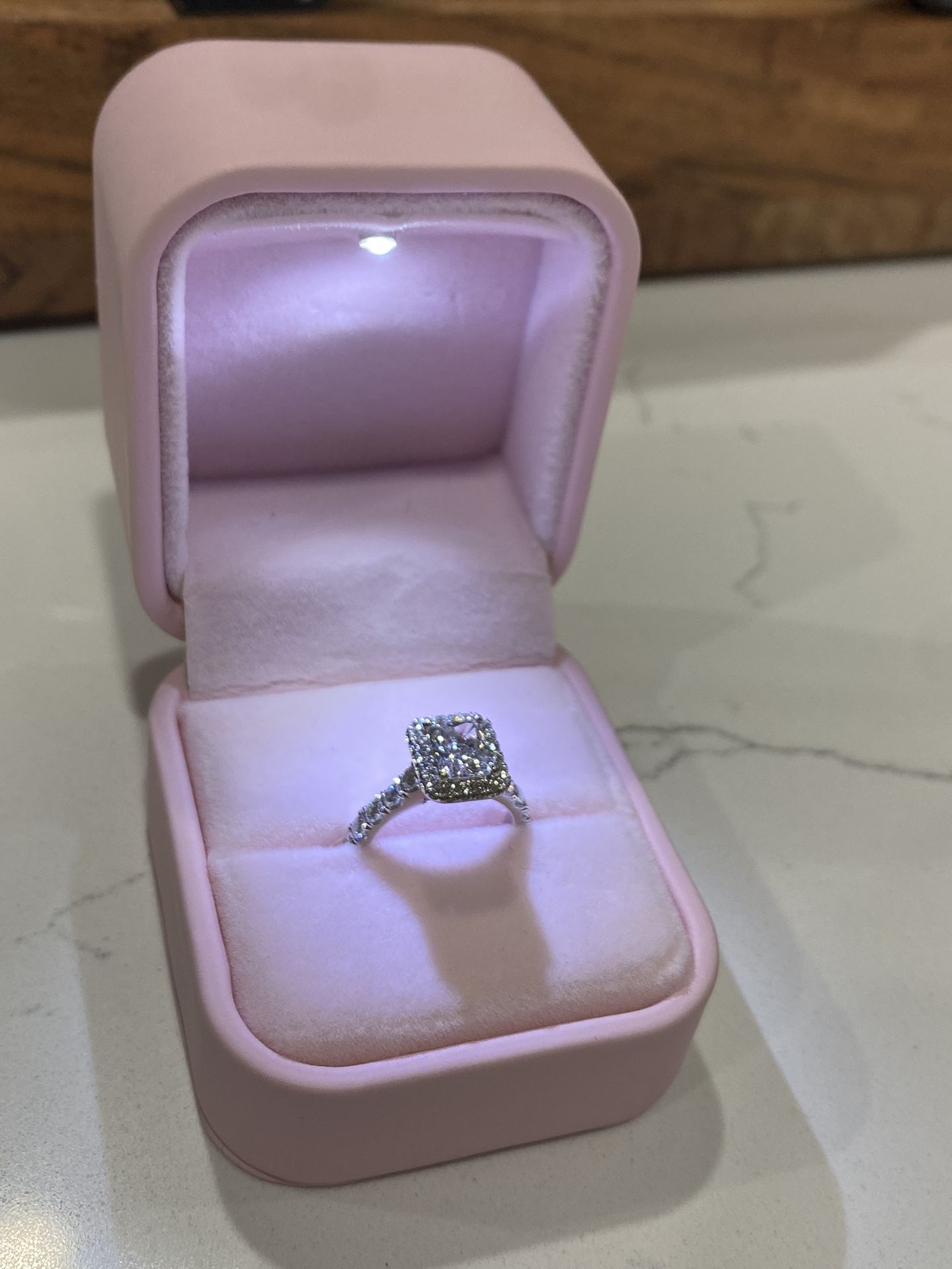 1.32ct Radiant Cut (Natural Stone) Halo Engagement Ring