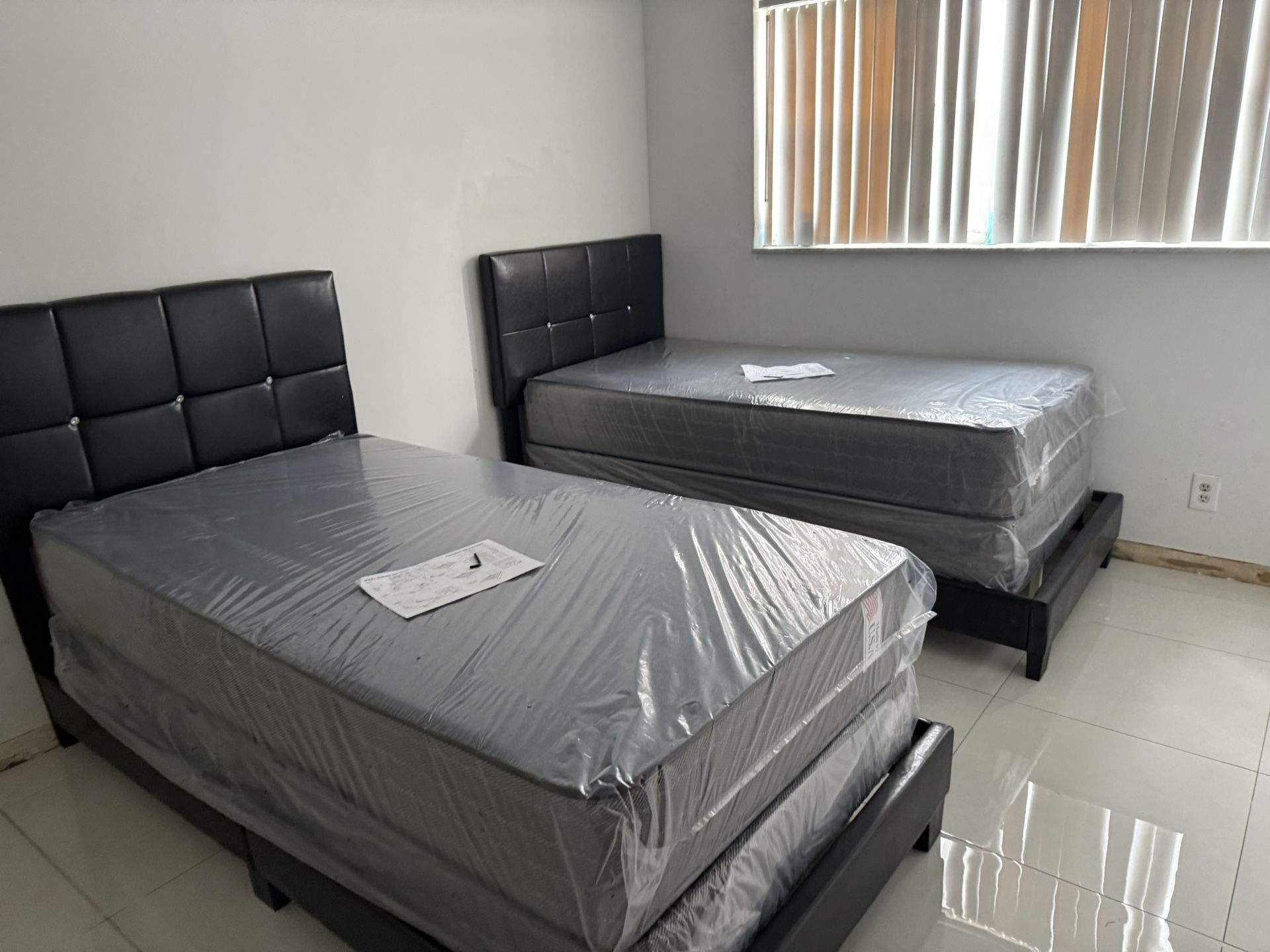 NEW BED FRAME TWIN WITH MATTRESS AND BOX SPRING