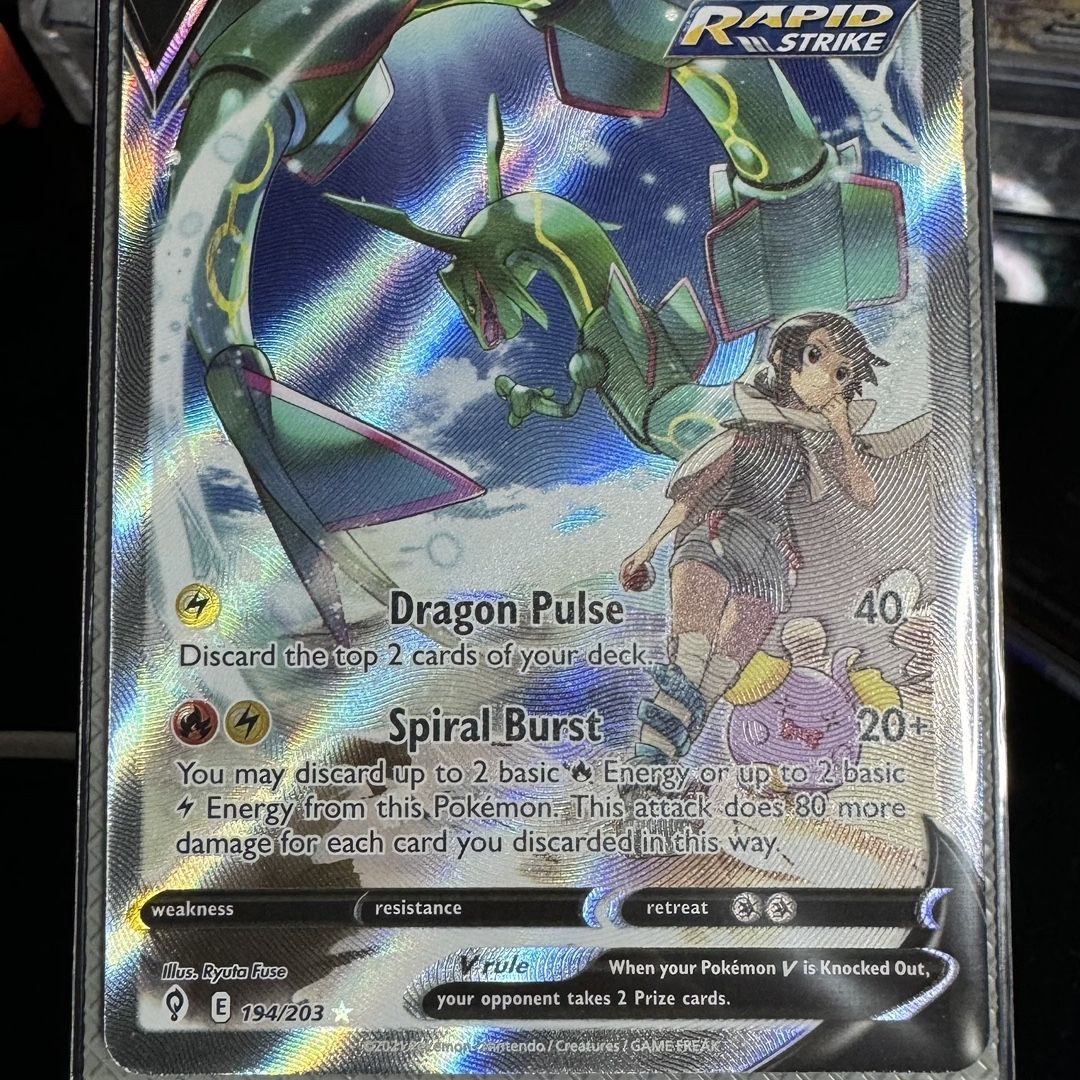 rayquaza v pokemon card Alt Art PSA CGC Beckett This attack does 80 more damage for each card you discarded in this way Rayquaza V 2021 Pokemon Sword