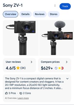 Sony ZV-1 Digital Camera 4k