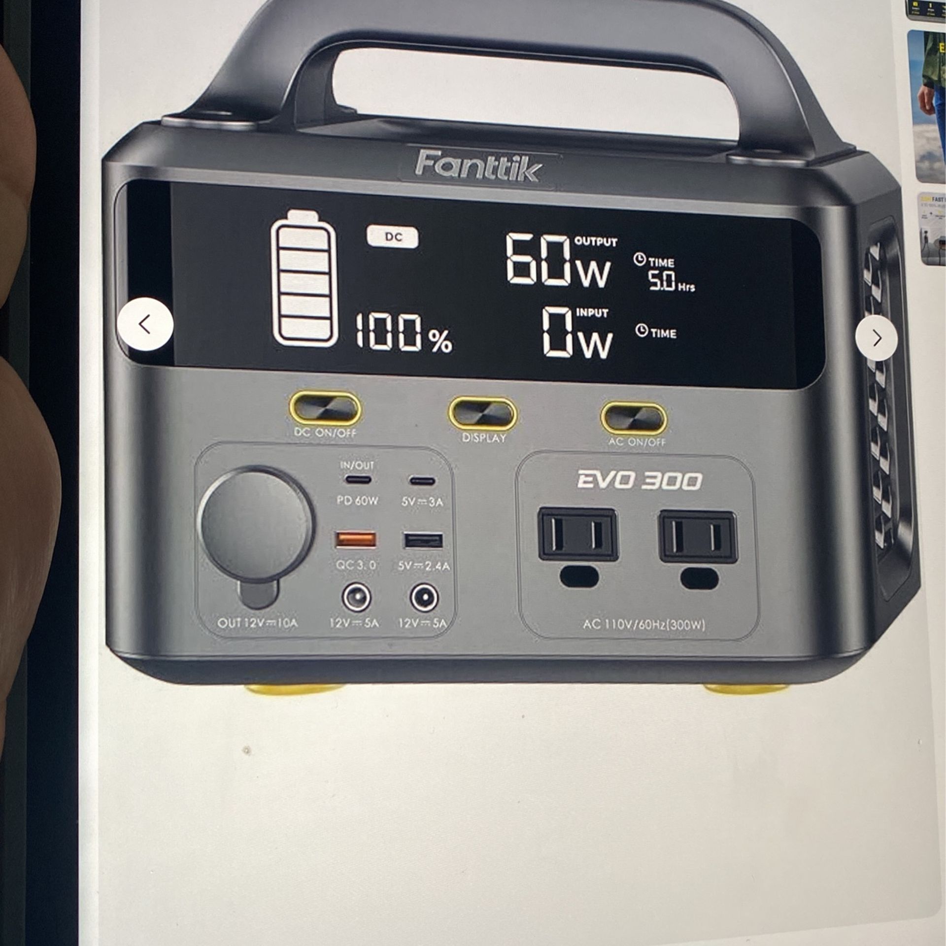 EVO 300 Portable Power Station,299Wh Backup Power Supply,2.5H Fast Charging