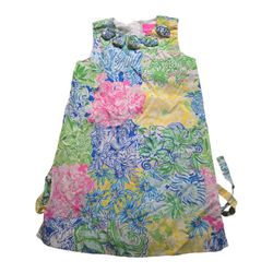 Lilly Pulitzer Print Shift Dress Girl SZ 8 Multi Cheek To Cheek Floral