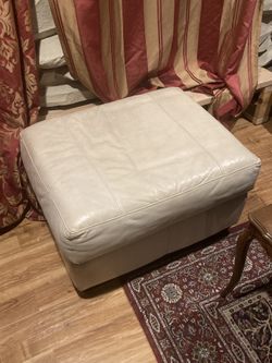 Tan Leather Ottoman/Footrest