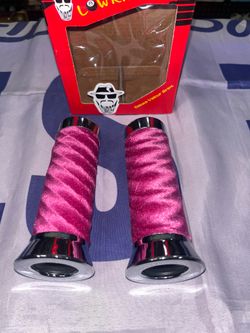 LOWRIDER BICYCLE PINK AND CHROME SWIRL VELOUR GRIPS
