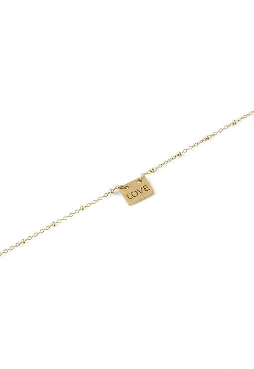 "Love" Tag Gold Plated Dainty Choker Length Necklace