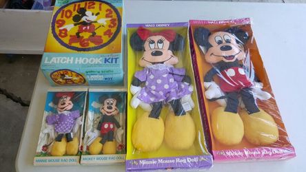 new in box vintage Mickey and Minnie rag doll