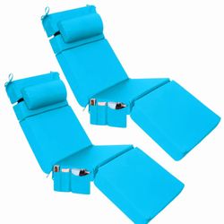 PATIO LOUNGE CHAIR CUSHIONS AQUA NEW IN THE BOX 