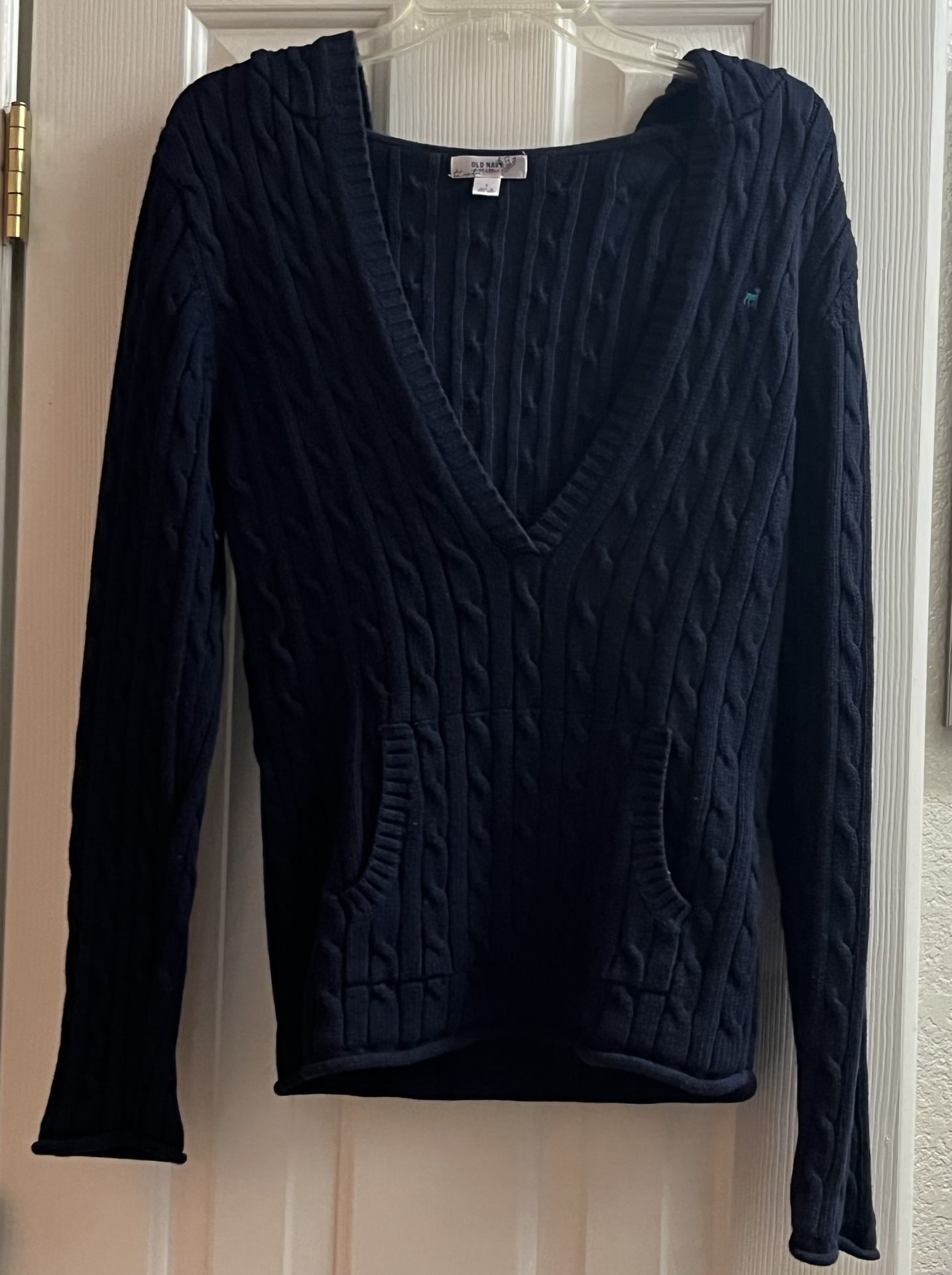 Womens OldNavy Cable Knit Hoodie Sweater Sz L