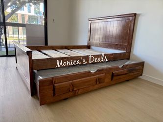 Full Solid Wood Bed With Twin Trundle FRAME $560