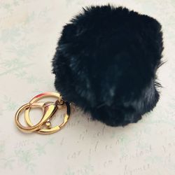 New black pompon fur ball keychain Christmas Gift
