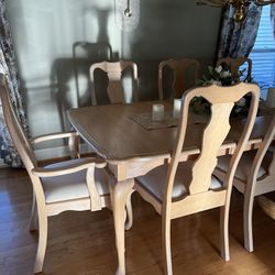 Dining Table, 10 Chairs(2with Arms) & Hutch
