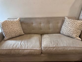 Beige Mitchell Gold Suede Sofa