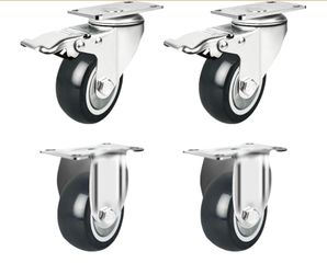 CYVORNE 3 Inch Caster Wheels Set Of 4, Heavy Duty Plate Casters, 1200LBS Capacity Smooth Quiet Polyurethane Wheels, Casters For Furniture Workbench Ca