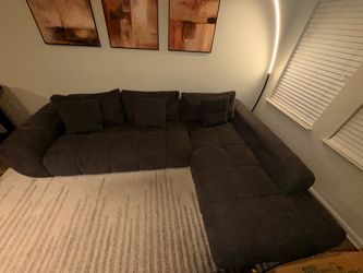 Oversized Dark Gray Sectional Sofa w/ Chaise – Deep & Comfortable (Need Gone ASAP)