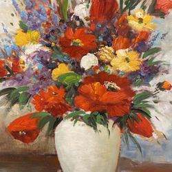 3 Flowers Paintings On Canvas 