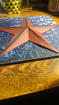 T&Garice Dimensional Metal Antique Barn Star Rustic Country Primitive Wall Decor,3D Barn Star Indoor Outdoor 4th July Wall Decoration,8 inch (Burgundy