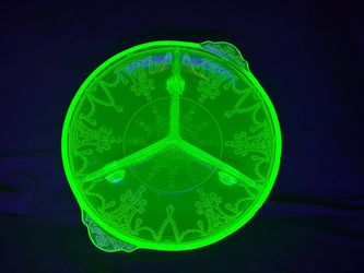 Antique Uranium Glass 3-Section Divided Relish Dish