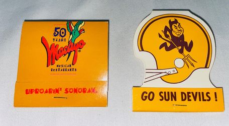 ASU Sun Devil 1986 Football & Macayo’s Restaurant.  Match book set.