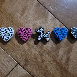 Lot Of 5 Croc Charms Leopard Hearts