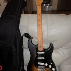 Squier 40th Anniversary Stratocaster + Extras! (Satin Sunburst, Like New)