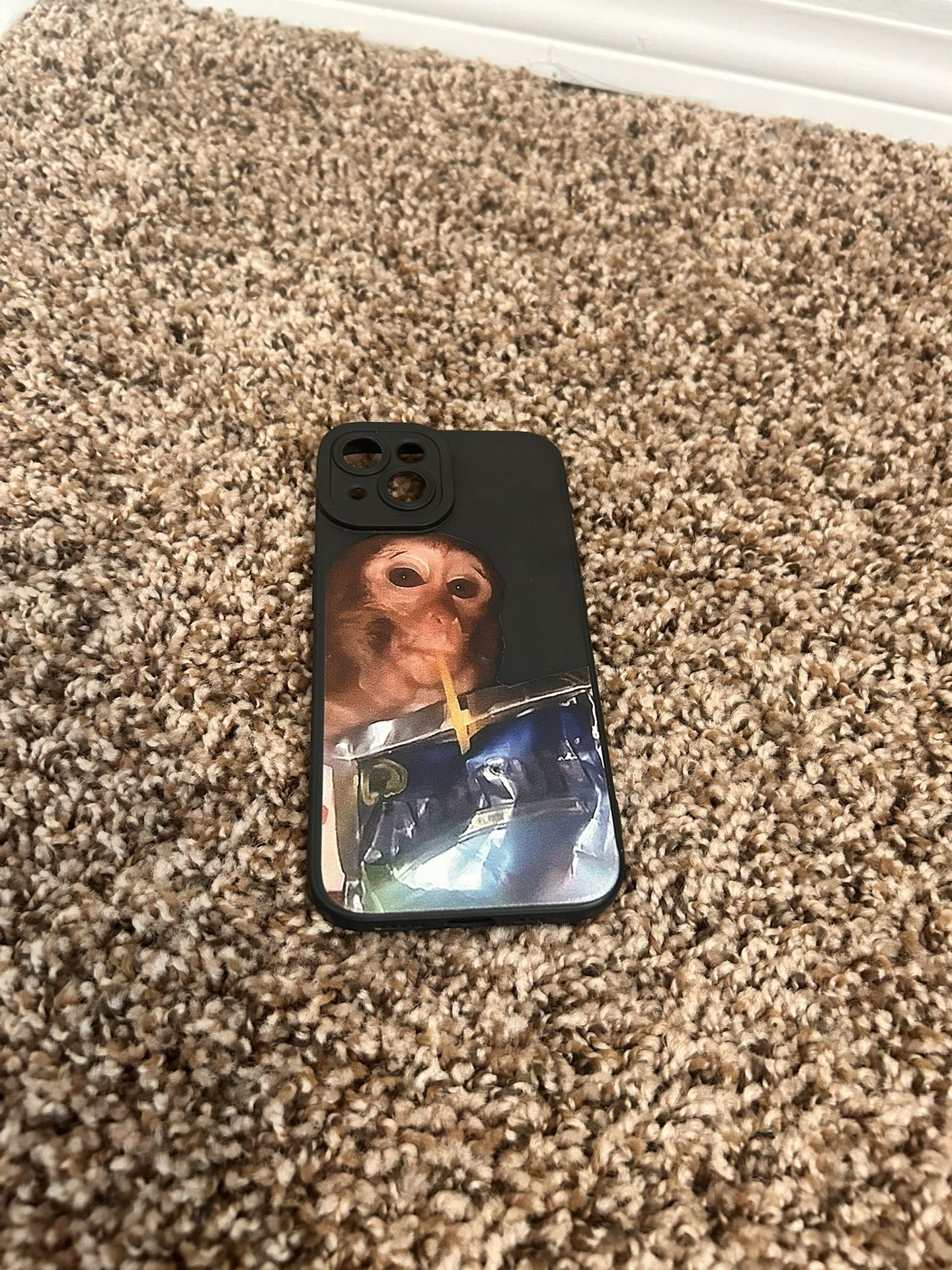 Funny monkey drinking caprisun