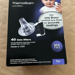 Braun Thermoscan Ear Thermometer Lens Filters, Latex-Free, BPA Free, 40 Pack, Clear