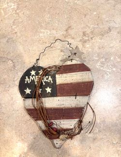 4th July-USA AMERICA wood decorative-hanging –Fourth of July-red, white & blue, home decor