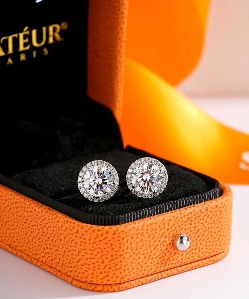 Moissanite Diamond Earrings platinum finished 90% off retail