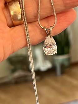 Gorgeous Sterling Silver and Diamonique Pendant Necklace