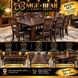 9-Piece Wood Dining Table and Chair Set