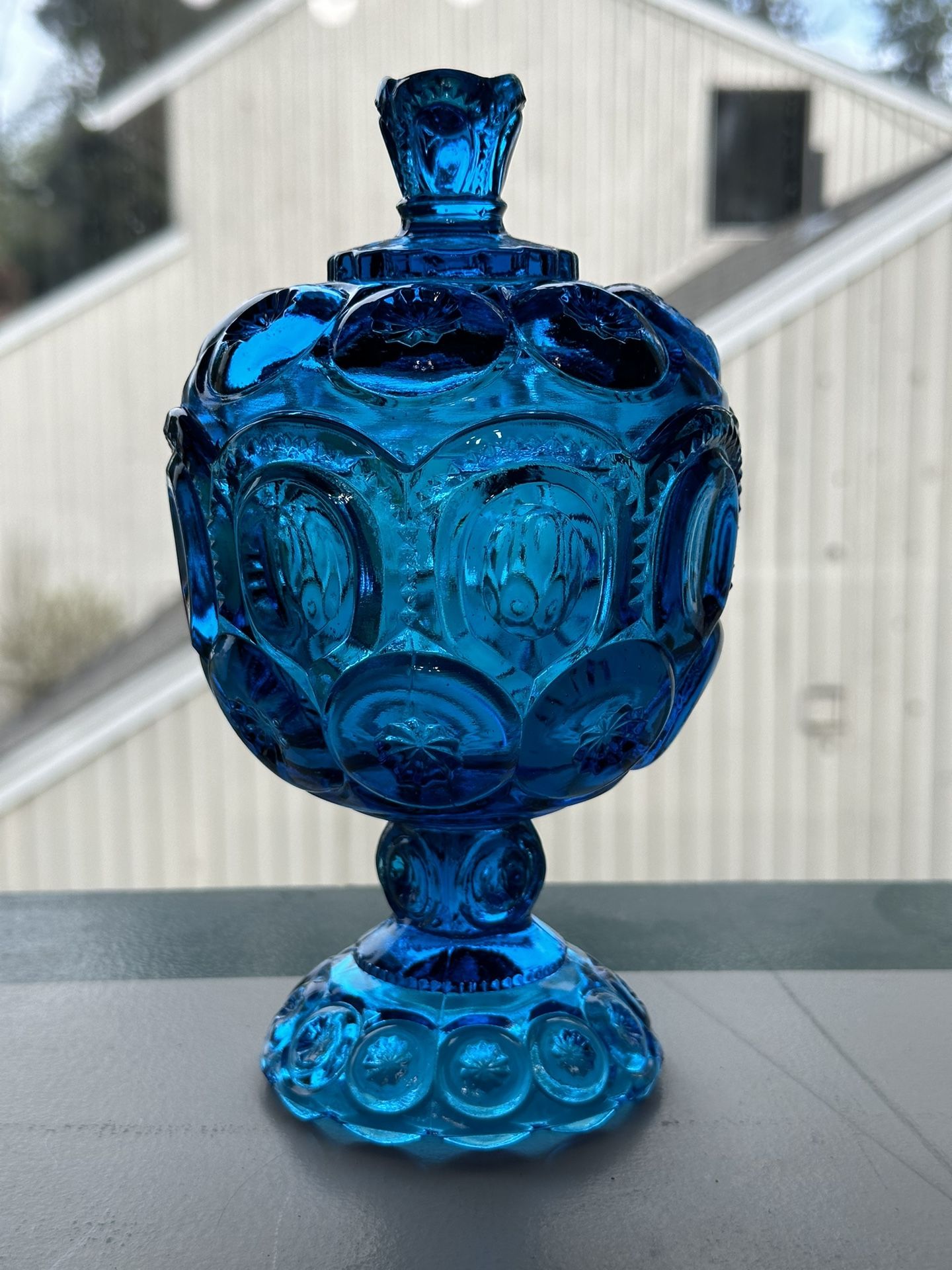 Blue Pedestal Compote Candy Dish