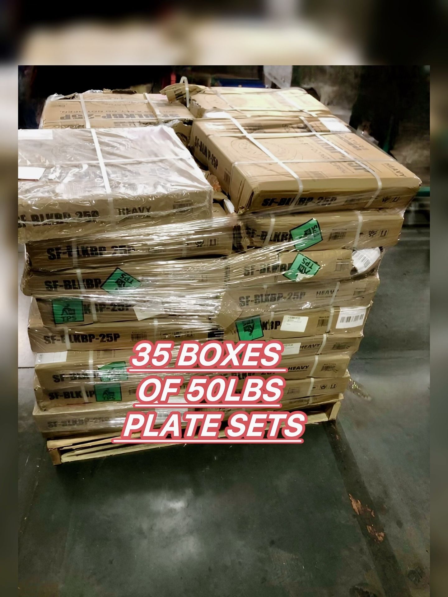 🏋️‍♂️New PALLET OF 35 BOXES❗️2" Olympic Plate Weight Plates, 25LB, Pair