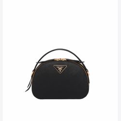 Prada Odette Saffiano Leather Bag Black Auth! New