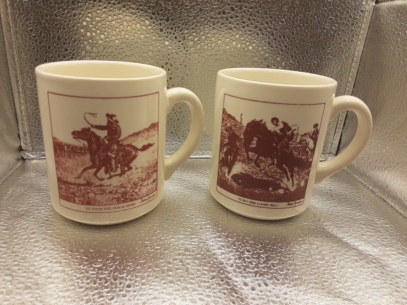 Frederic Remington ''In With The Horse Herd'' And "Turn Him Loose, Bill"  Coffee Mug