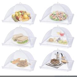 Large Food Cover,6 Pack Mesh Food Tent,17"X17",White Nylon Covers,Pop-Up Umbrella Screen Tents