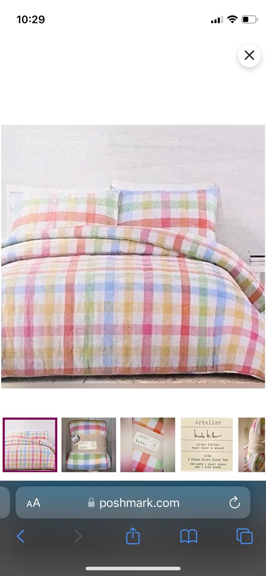 Nicole Miller Artelier Rainbow Plaid Duvet Cover Queen/full Linen/cotton Blend