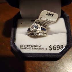 Genuine Diamonds In 10k $300 White Gold W Tanzenite 