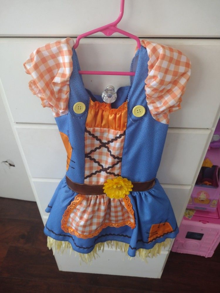 Girls Orange Plaid Scarecrow Dress Size 4-6