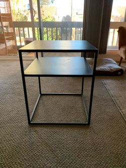 Black Metal Two-Tier Side Table