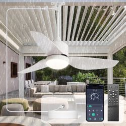 Depuley 42” Ceiling Fan with Light with Plug-in, Milk White